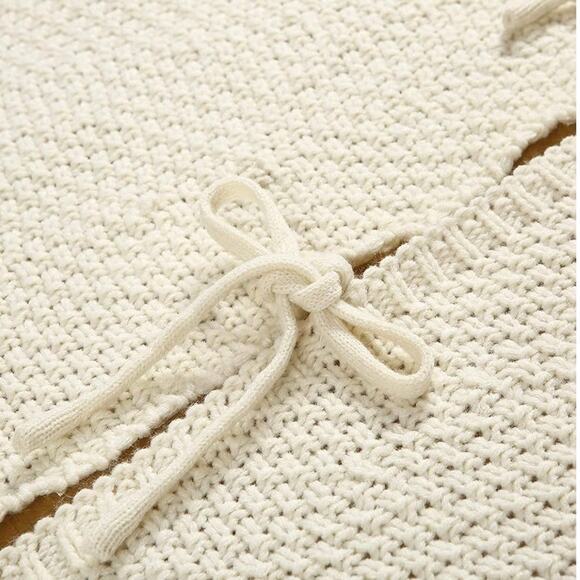 36” Cream Cable Knit Christmas Tree Skirt Thick Rustic Knit with Ties New in Box - Picture 6 of 9